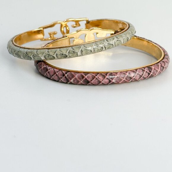 Gucci Set of 2 Snakeskin Bangles, Vintage Gucci Bracelets, Y2K Gucci Bracelets - Picture 4 of 11